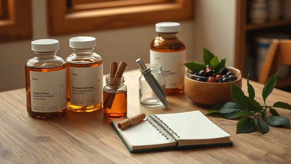 Meilleurs compléments glycémie : berbérine, cannelle et aliments dans une nature morte éditoriale.